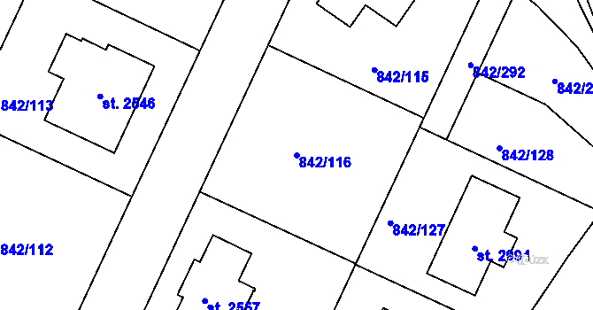 Parcela st. 842/116 v KÚ Prachatice, Katastrální mapa