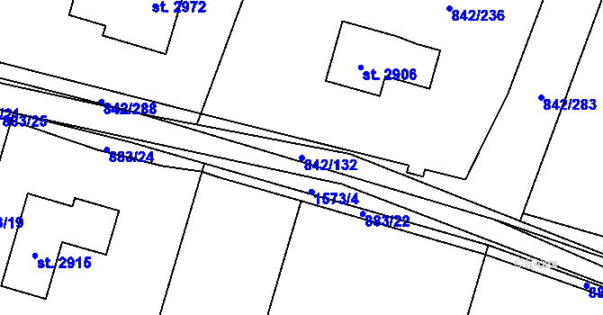 Parcela st. 842/132 v KÚ Prachatice, Katastrální mapa