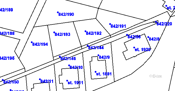 Parcela st. 842/144 v KÚ Prachatice, Katastrální mapa