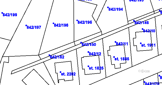 Parcela st. 842/150 v KÚ Prachatice, Katastrální mapa