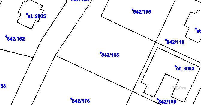 Parcela st. 842/155 v KÚ Prachatice, Katastrální mapa