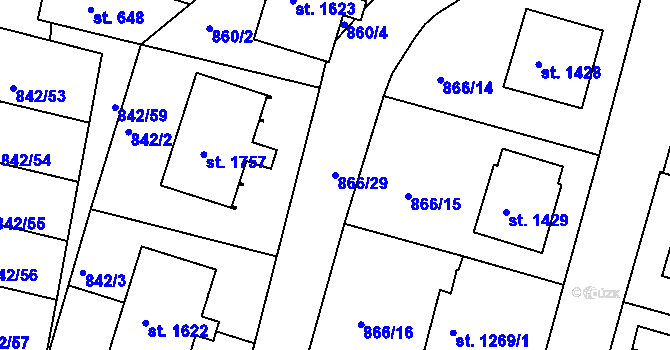 Parcela st. 866/29 v KÚ Prachatice, Katastrální mapa