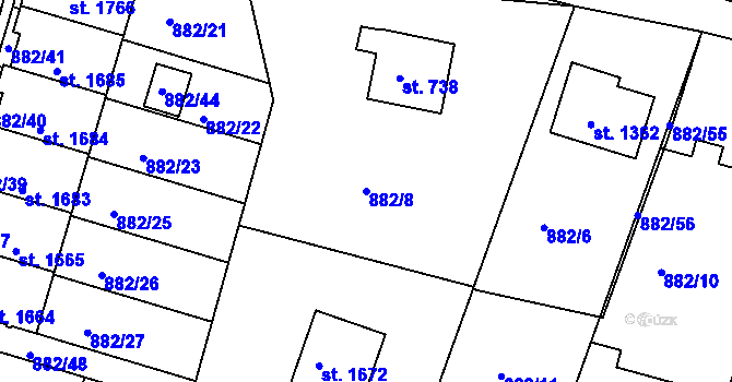 Parcela st. 882/8 v KÚ Prachatice, Katastrální mapa