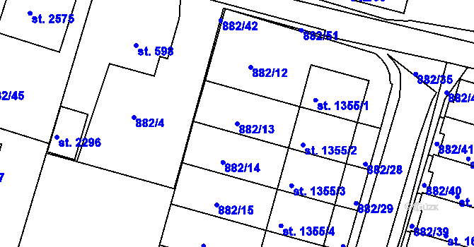 Parcela st. 882/13 v KÚ Prachatice, Katastrální mapa