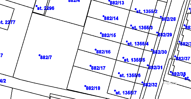 Parcela st. 882/16 v KÚ Prachatice, Katastrální mapa