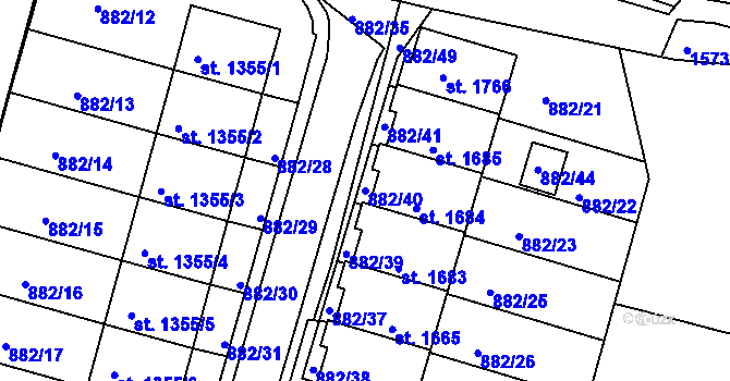 Parcela st. 882/40 v KÚ Prachatice, Katastrální mapa