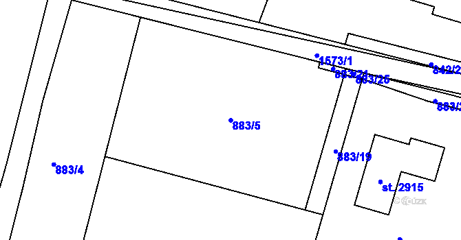 Parcela st. 883/5 v KÚ Prachatice, Katastrální mapa
