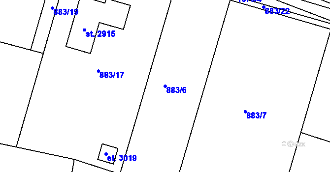 Parcela st. 883/6 v KÚ Prachatice, Katastrální mapa