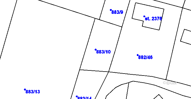 Parcela st. 883/10 v KÚ Prachatice, Katastrální mapa