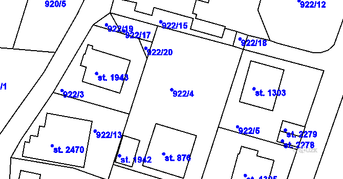 Parcela st. 922/4 v KÚ Prachatice, Katastrální mapa