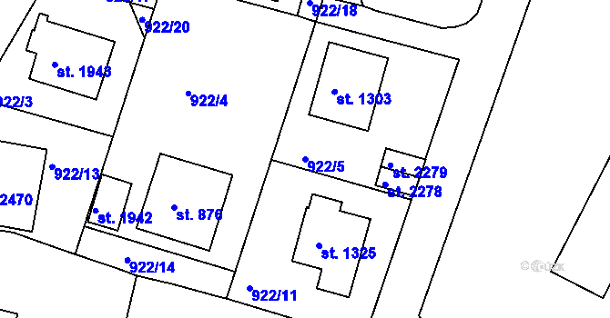 Parcela st. 922/5 v KÚ Prachatice, Katastrální mapa