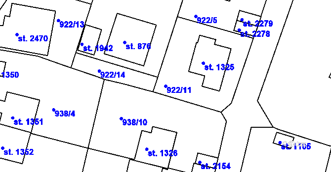 Parcela st. 922/11 v KÚ Prachatice, Katastrální mapa
