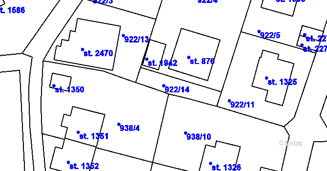 Parcela st. 922/14 v KÚ Prachatice, Katastrální mapa