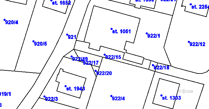 Parcela st. 922/15 v KÚ Prachatice, Katastrální mapa