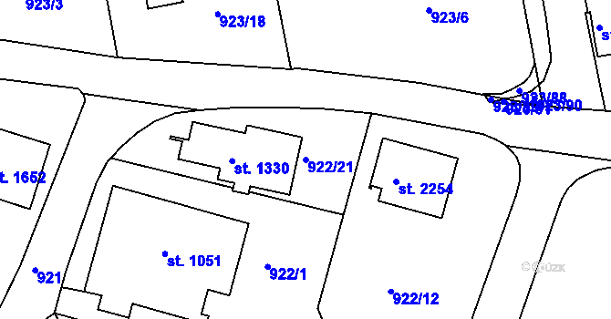 Parcela st. 922/21 v KÚ Prachatice, Katastrální mapa