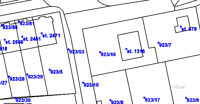 Parcela st. 923/16 v KÚ Prachatice, Katastrální mapa