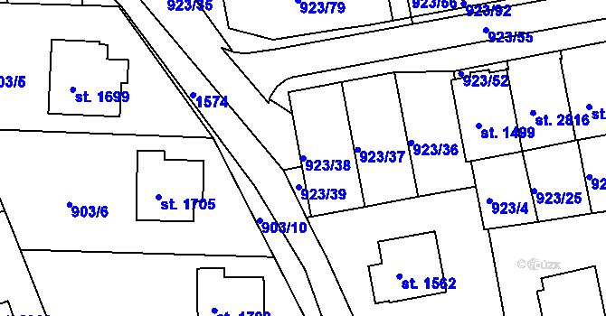 Parcela st. 923/38 v KÚ Prachatice, Katastrální mapa