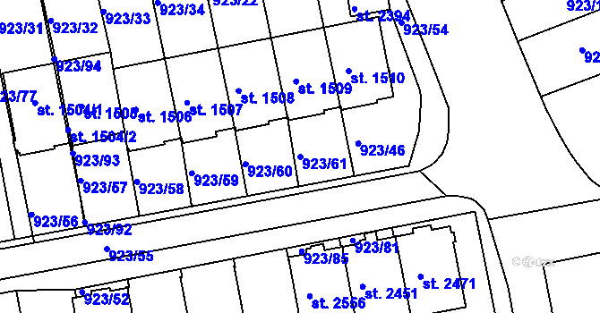 Parcela st. 923/61 v KÚ Prachatice, Katastrální mapa