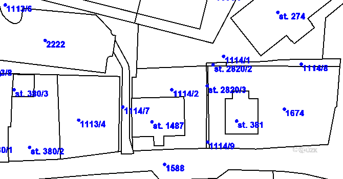 Parcela st. 1114/2 v KÚ Prachatice, Katastrální mapa