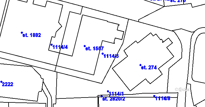 Parcela st. 1114/3 v KÚ Prachatice, Katastrální mapa