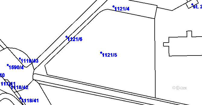 Parcela st. 1121/5 v KÚ Prachatice, Katastrální mapa