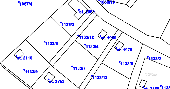 Parcela st. 1133/4 v KÚ Prachatice, Katastrální mapa