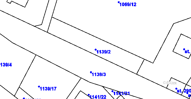 Parcela st. 1139/2 v KÚ Prachatice, Katastrální mapa