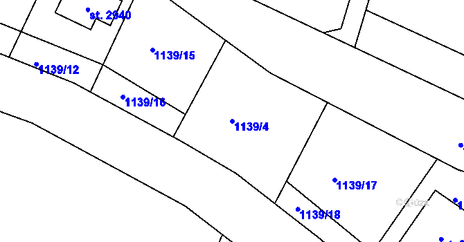 Parcela st. 1139/4 v KÚ Prachatice, Katastrální mapa