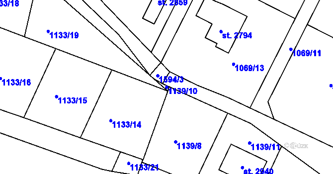 Parcela st. 1139/10 v KÚ Prachatice, Katastrální mapa