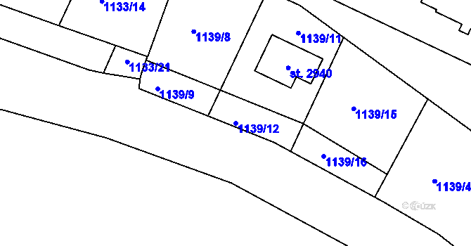 Parcela st. 1139/12 v KÚ Prachatice, Katastrální mapa
