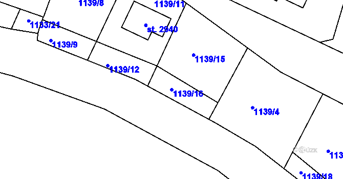 Parcela st. 1139/16 v KÚ Prachatice, Katastrální mapa