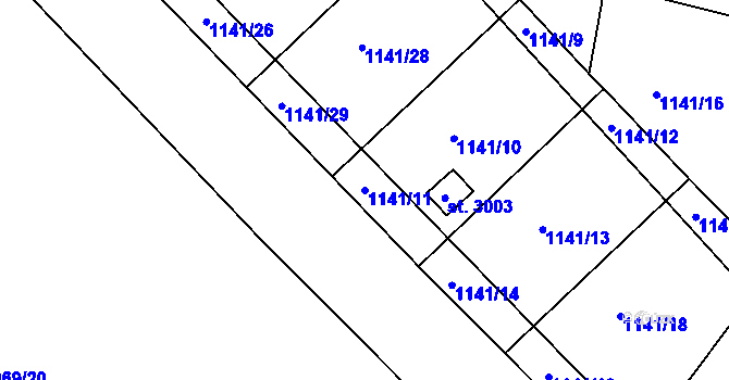 Parcela st. 1141/11 v KÚ Prachatice, Katastrální mapa