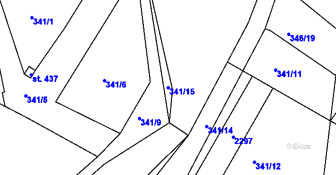 Parcela st. 341/15 v KÚ Prachatice, Katastrální mapa