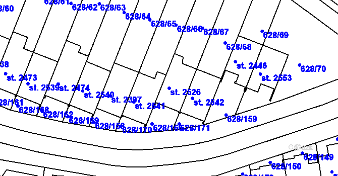 Parcela st. 2526 v KÚ Prachatice, Katastrální mapa