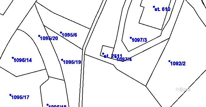 Parcela st. 2511 v KÚ Prachatice, Katastrální mapa