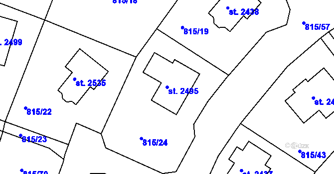 Parcela st. 2495 v KÚ Prachatice, Katastrální mapa