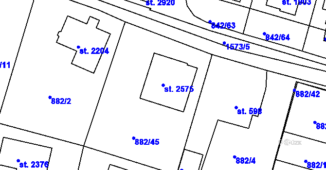 Parcela st. 2575 v KÚ Prachatice, Katastrální mapa