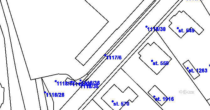 Parcela st. 1117/6 v KÚ Prachatice, Katastrální mapa