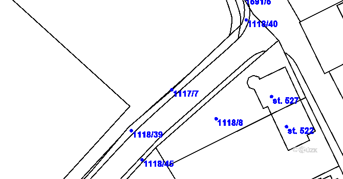 Parcela st. 1117/7 v KÚ Prachatice, Katastrální mapa