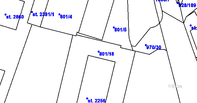 Parcela st. 801/18 v KÚ Prachatice, Katastrální mapa