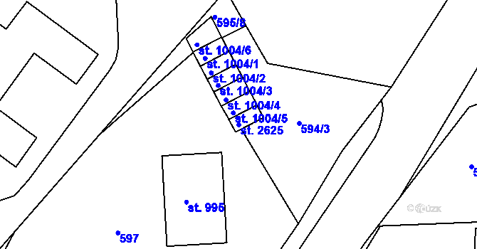 Parcela st. 2625 v KÚ Prachatice, Katastrální mapa