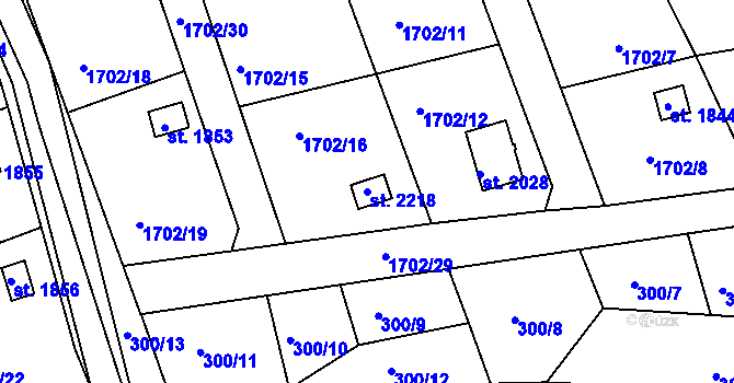 Parcela st. 2218 v KÚ Prachatice, Katastrální mapa