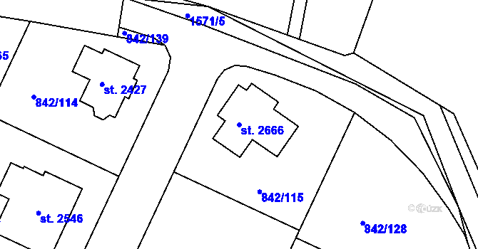 Parcela st. 2666 v KÚ Prachatice, Katastrální mapa