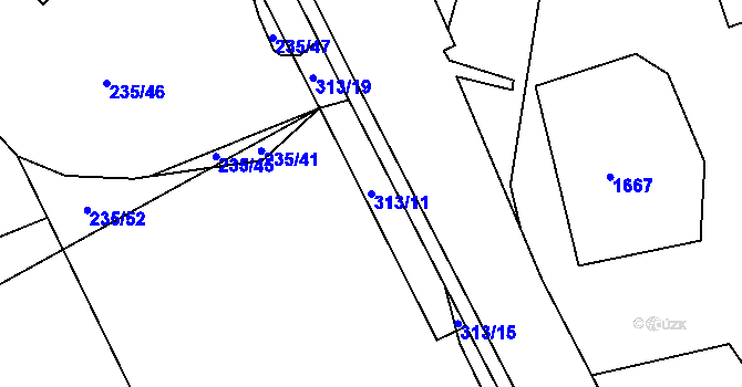 Parcela st. 313/11 v KÚ Prachatice, Katastrální mapa