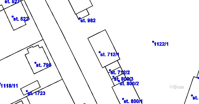 Parcela st. 712/1 v KÚ Prachatice, Katastrální mapa