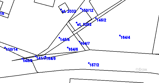 Parcela st. 164/7 v KÚ Prachatice, Katastrální mapa