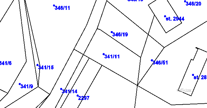 Parcela st. 341/11 v KÚ Prachatice, Katastrální mapa