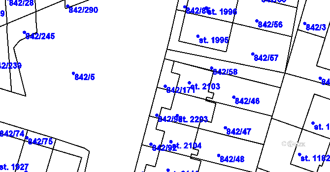 Parcela st. 842/171 v KÚ Prachatice, Katastrální mapa