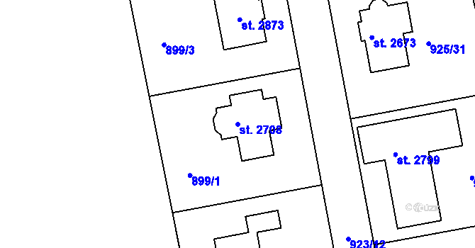 Parcela st. 2708 v KÚ Prachatice, Katastrální mapa