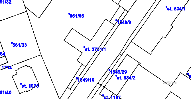 Parcela st. 2731/2 v KÚ Prachatice, Katastrální mapa
